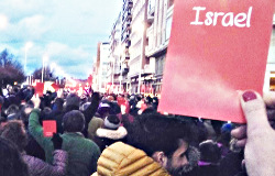 Manifestation BDS Ã  Gijon pendant le match Espagne/IsraÃ«l